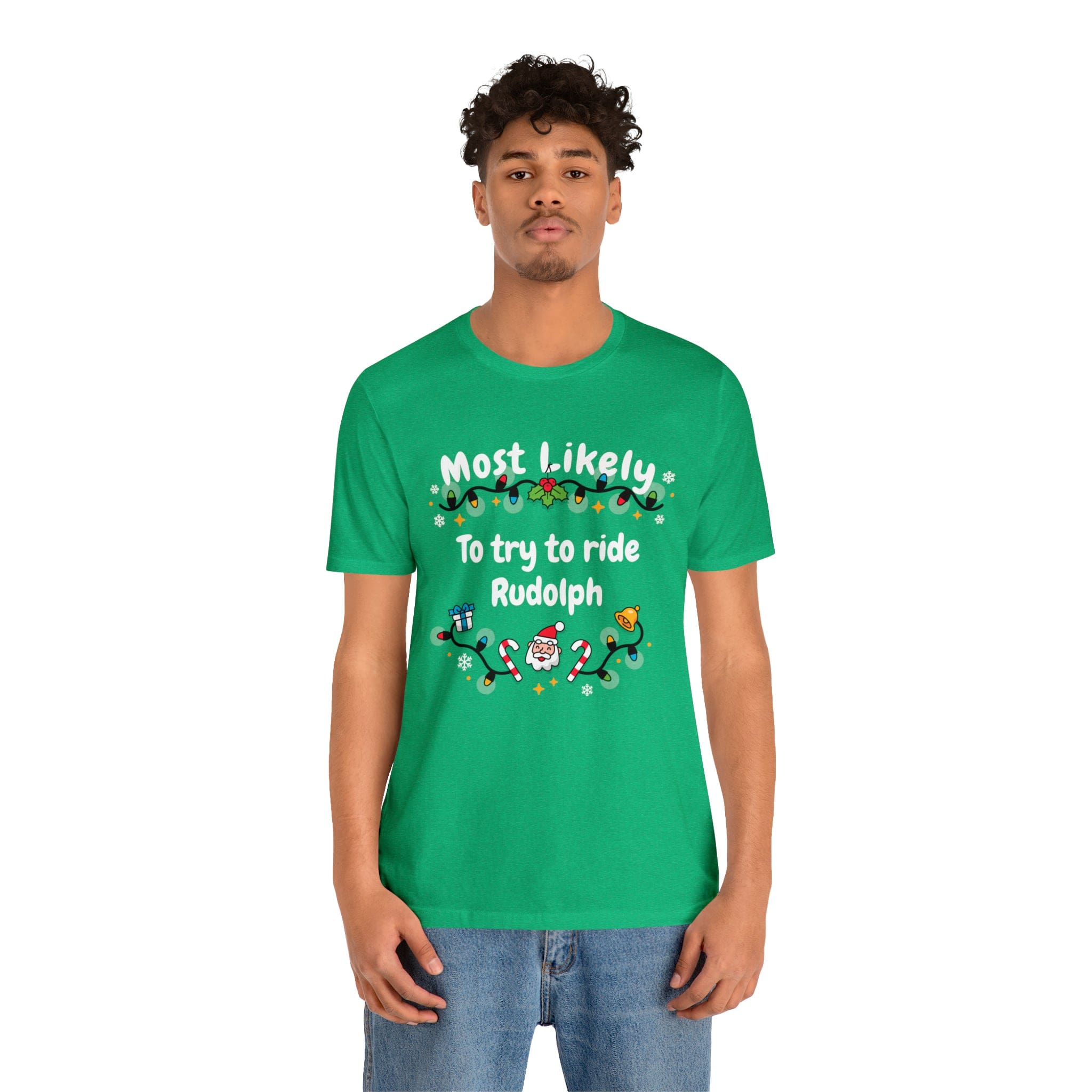 Most Likely To try To Ride Rudolph Unisex Deluxe Tee