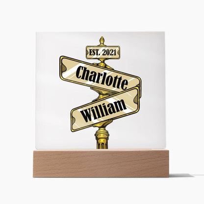 Personalized GOLD Road Sign of your EST date  Acrylic Plaque